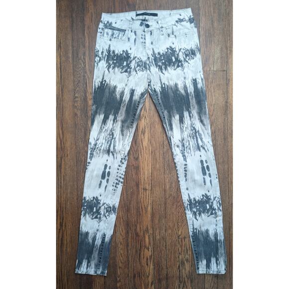 Joe's Jeans Skinny Jeans Stretch Mid-Rise Gray Feather Tie-Dyed Boho Size 4 - Picture 4 of 12